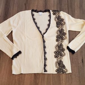 Venus cream sweater with black lace detail